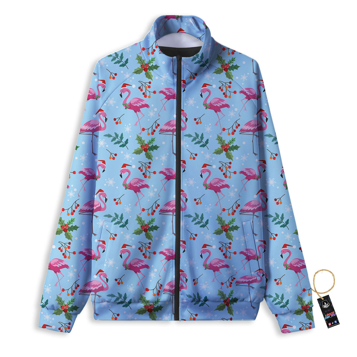 Christmas Flamingo Pink Print Pattern Track Jacket-grizzshop