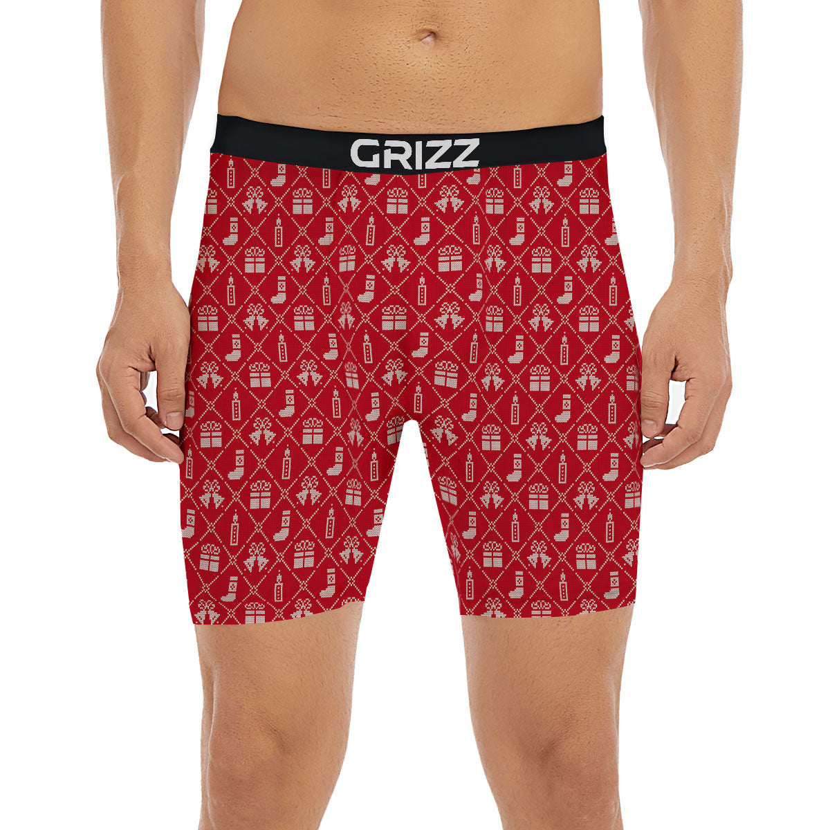 Christmas Gift Knitted Print Pattern Boxer Briefs-grizzshop