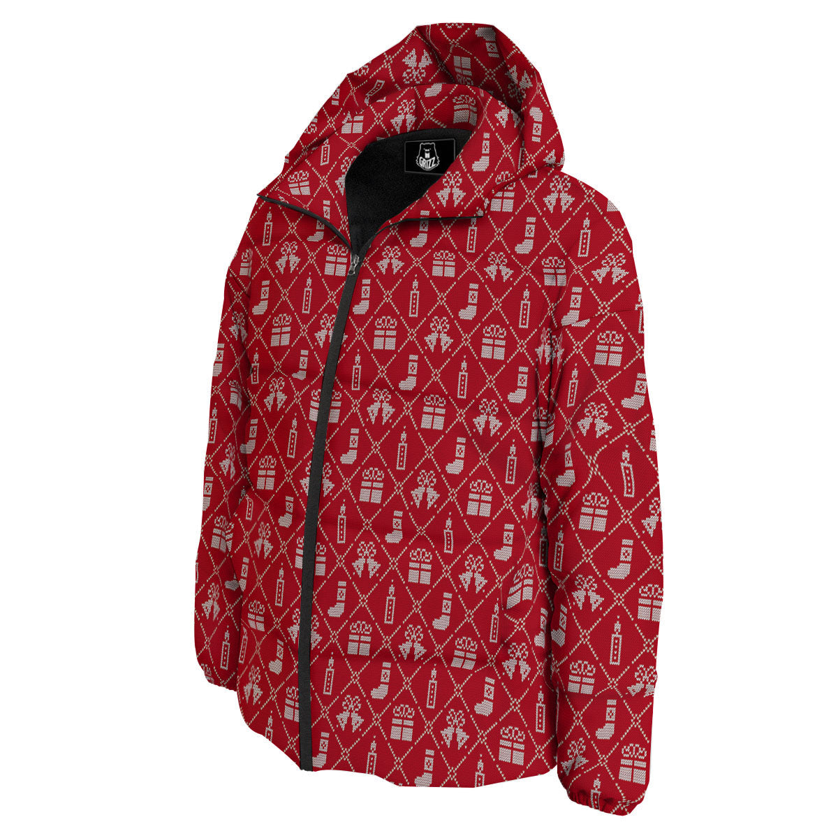 Christmas Gift Knitted Print Pattern Down Jacket-grizzshop