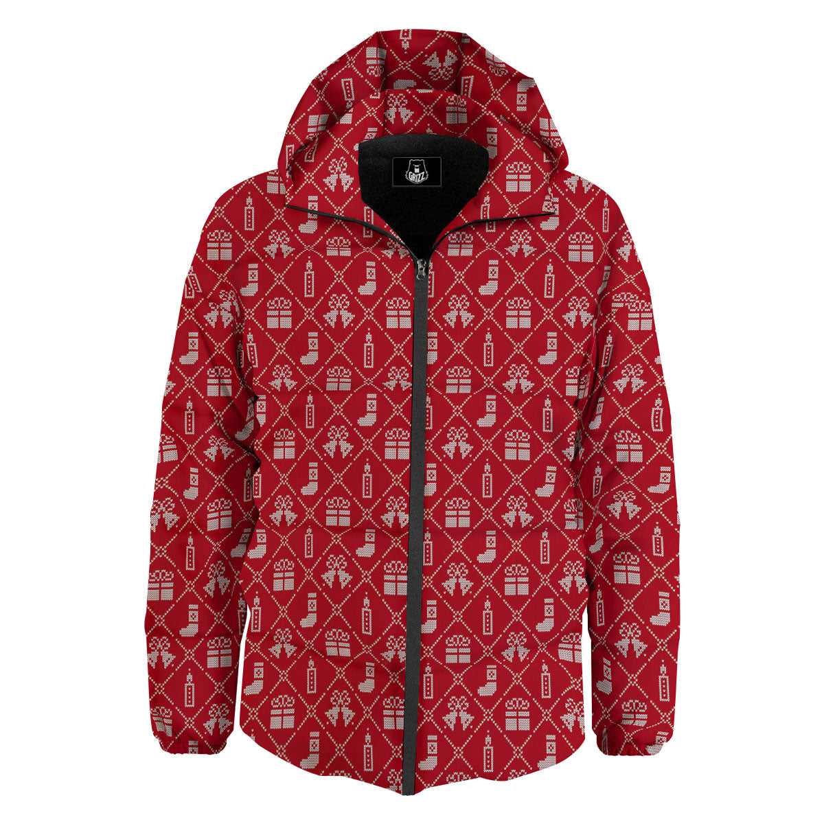 Christmas Gift Knitted Print Pattern Down Jacket-grizzshop