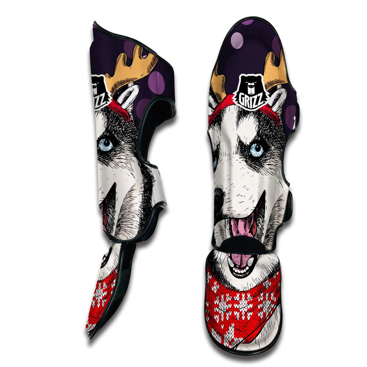 Christmas Husky Muay Thai Shin Guards-grizzshop