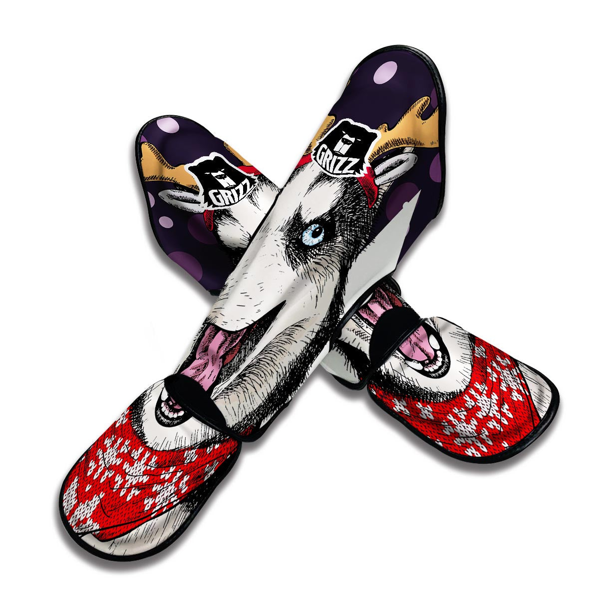 Christmas Husky Muay Thai Shin Guards-grizzshop