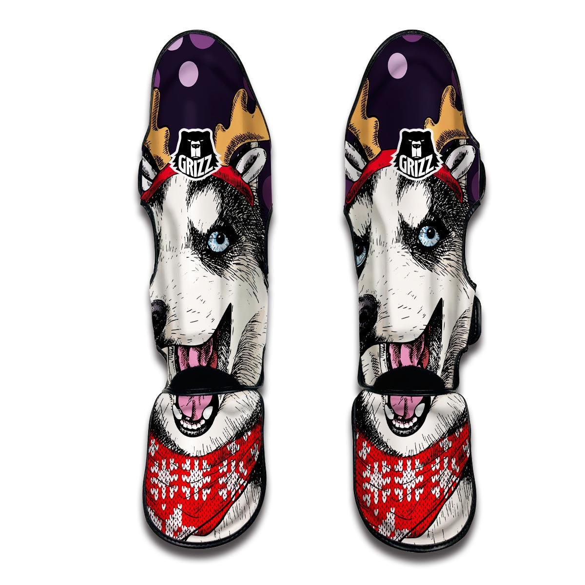 Christmas Husky Muay Thai Shin Guards-grizzshop