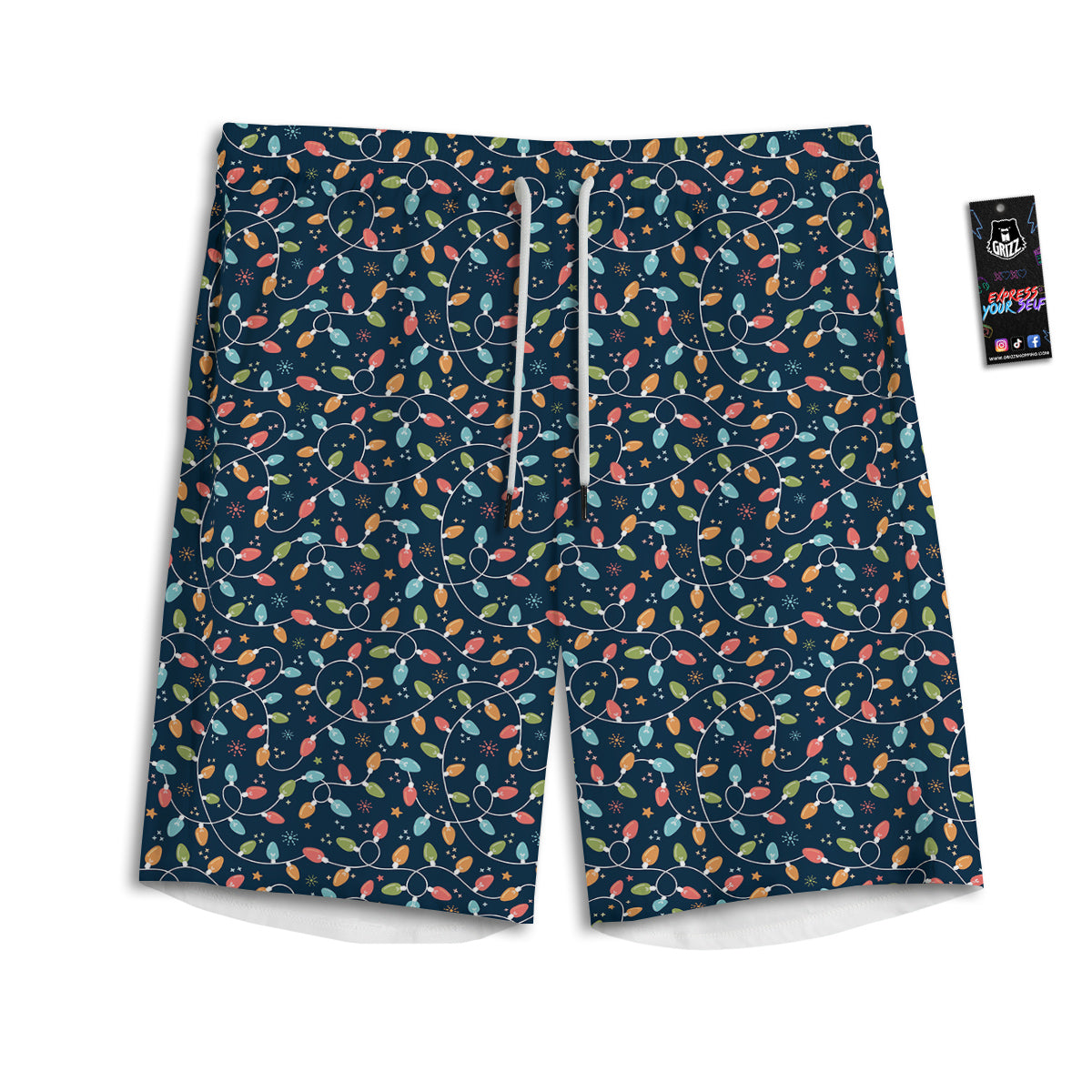 Christmas Lights Colorful Print Men's Athletic Shorts