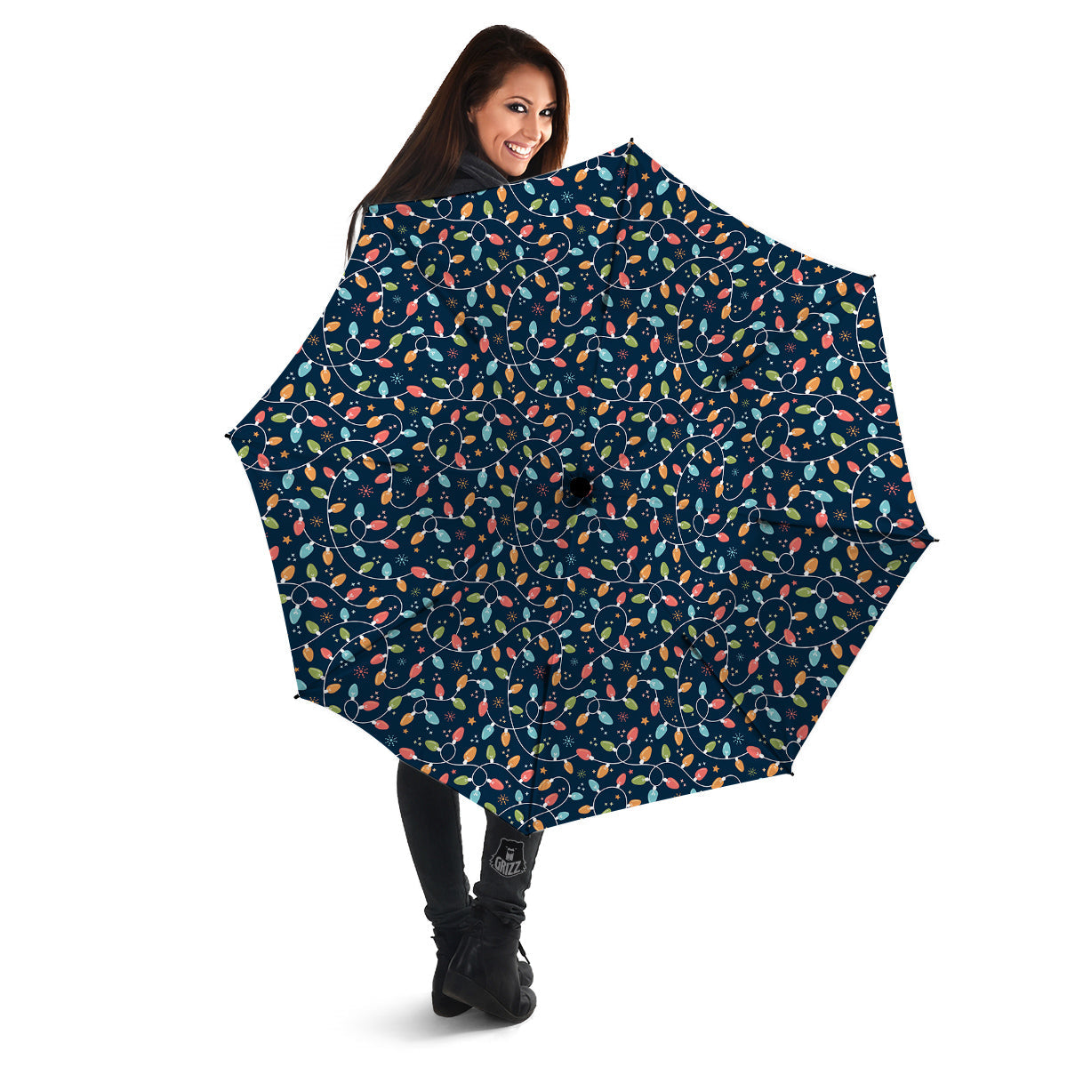 Christmas Lights Colorful Print Umbrella-grizzshop