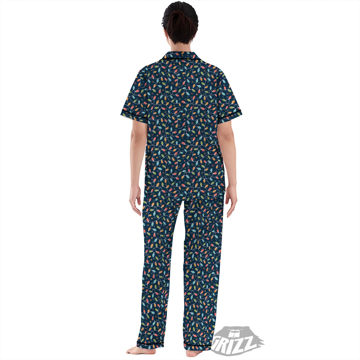 Christmas Lights Colorful Print Women's Pajamas Set-grizzshop