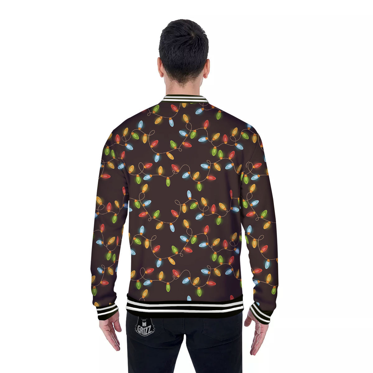 Christmas Lights Print Pattern Baseball Jacket-grizzshop