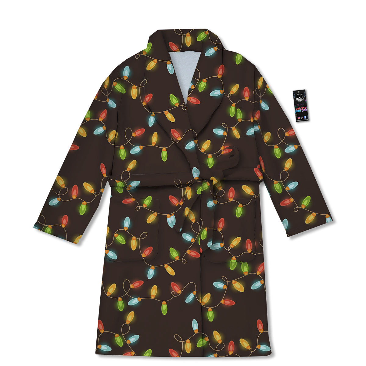 Christmas Lights Print Pattern Bathrobe-grizzshop