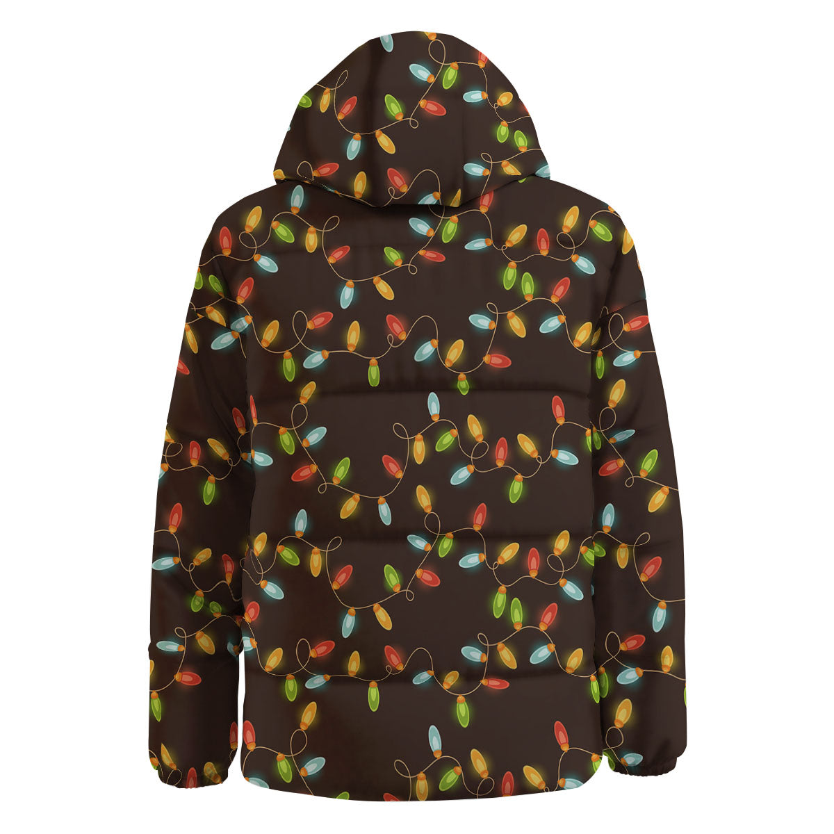 Christmas Lights Print Pattern Down Jacket-grizzshop