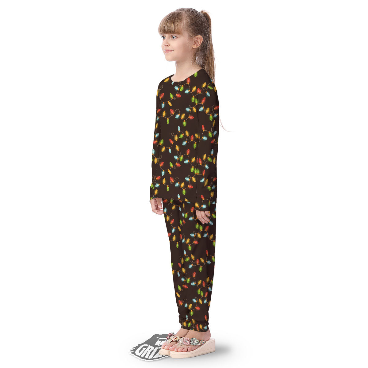 Christmas Lights Print Pattern Kid's Pajamas-grizzshop