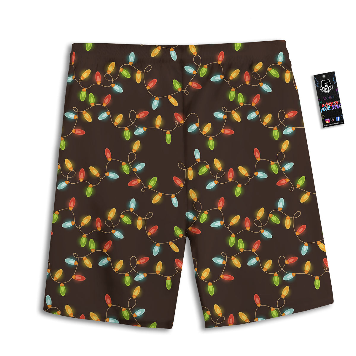 Christmas Lights Print Pattern Men's Athletic Shorts