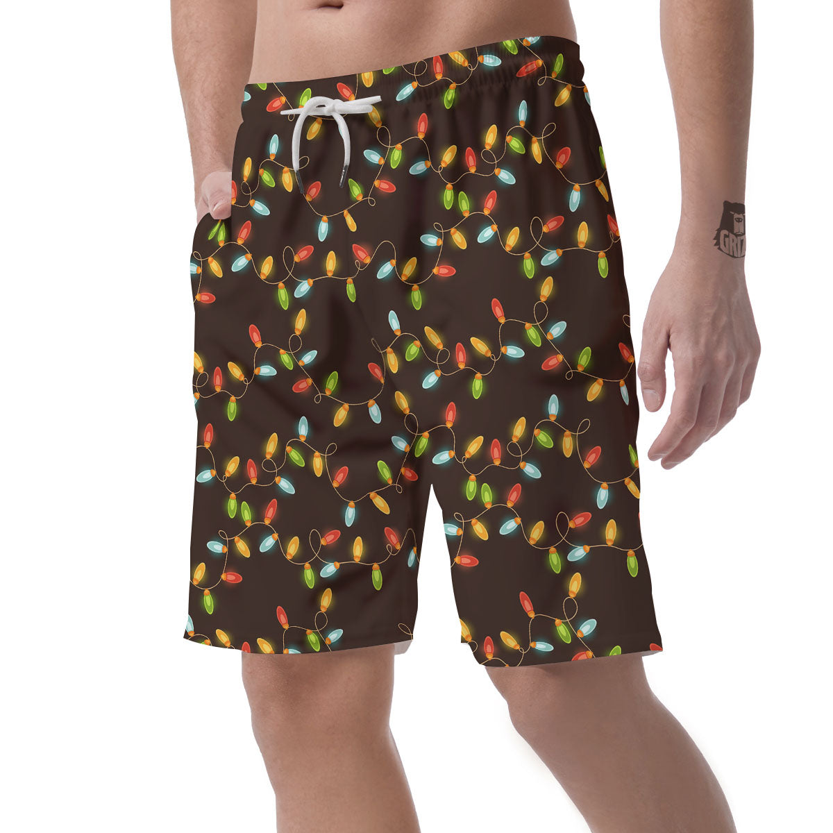Christmas Lights Print Pattern Men's Shorts-grizzshop