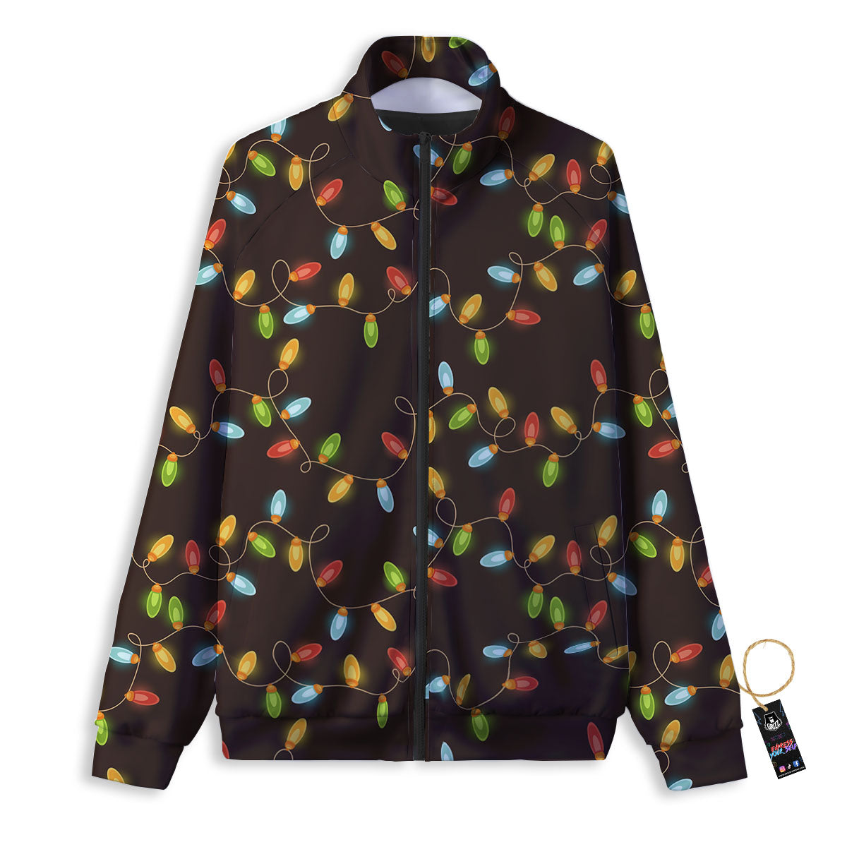 Christmas Lights Print Pattern Track Jacket-grizzshop