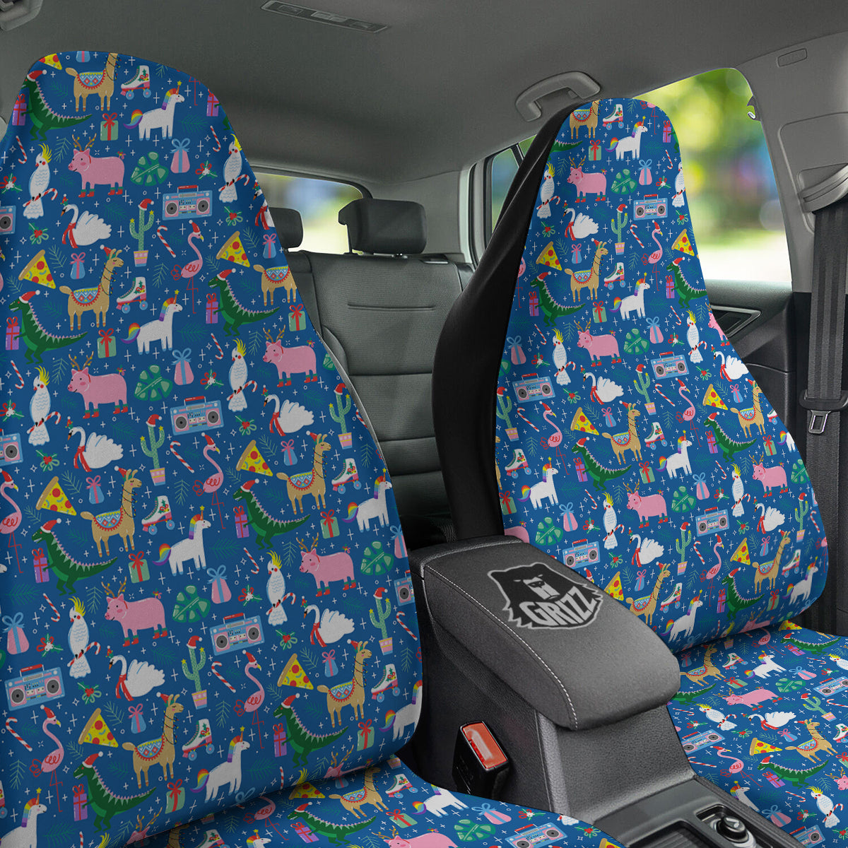 Christmas Party Funny Animals Print Pattern Car Seat Covers-grizzshop