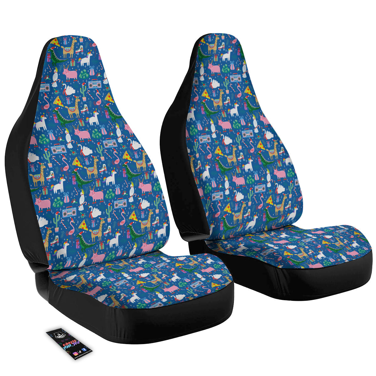 Christmas Party Funny Animals Print Pattern Car Seat Covers-grizzshop