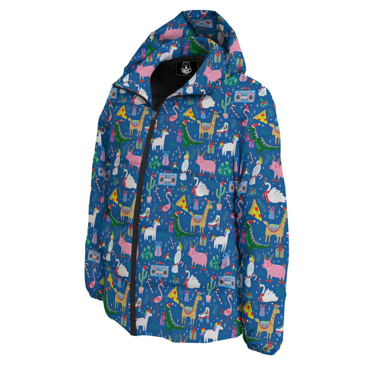 Christmas Party Funny Animals Print Pattern Down Jacket-grizzshop