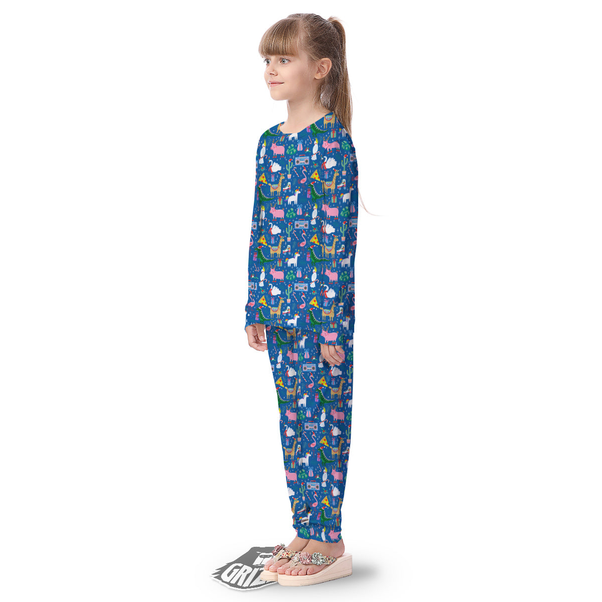 Christmas Party Funny Animals Print Pattern Kid's Pajamas-grizzshop