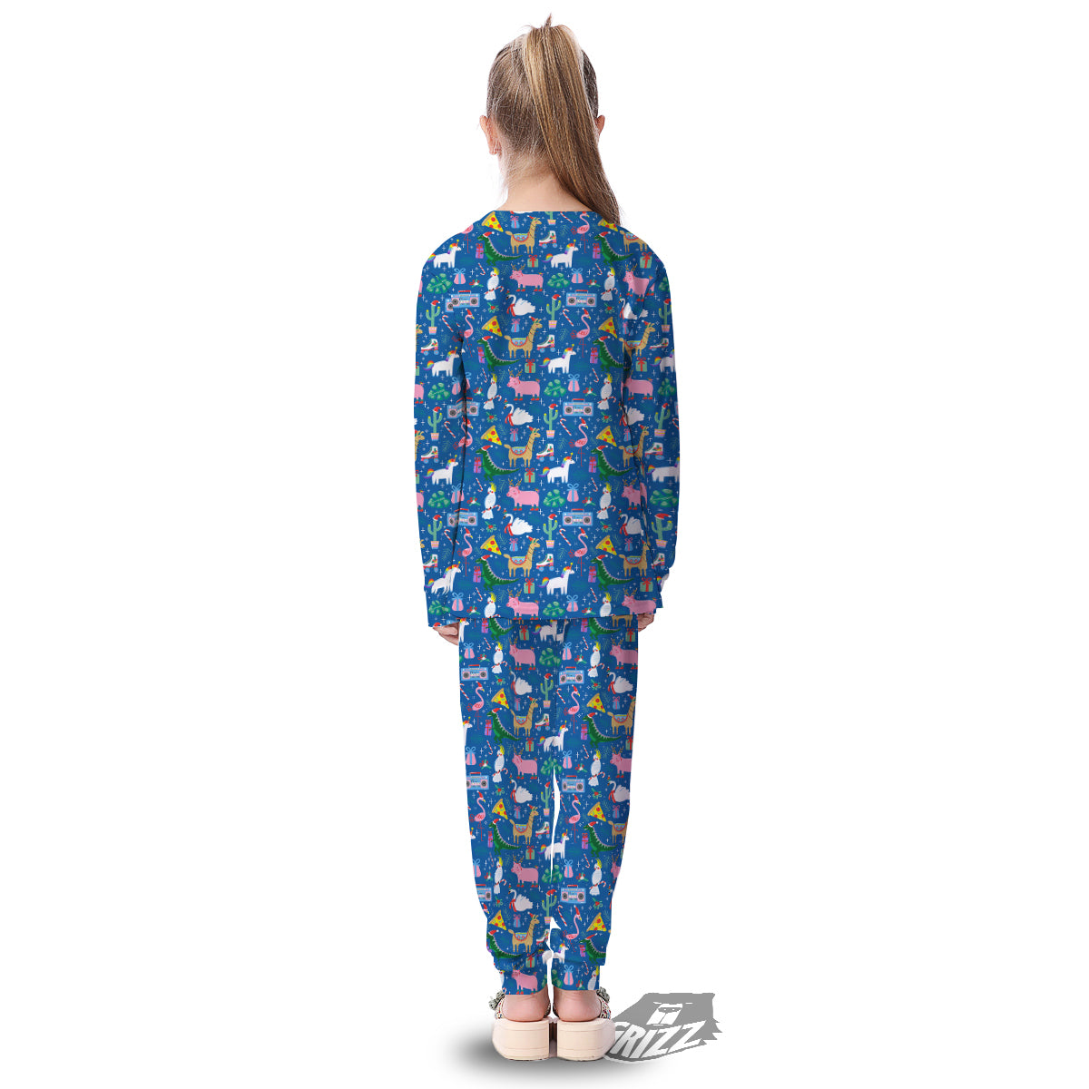 Christmas Party Funny Animals Print Pattern Kid's Pajamas-grizzshop