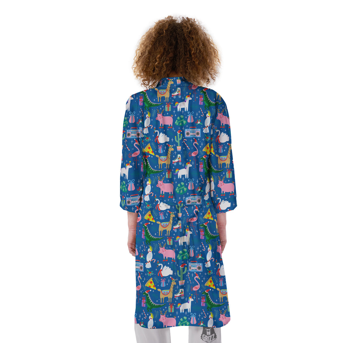 Christmas Party Funny Animals Print Pattern Kimono-grizzshop