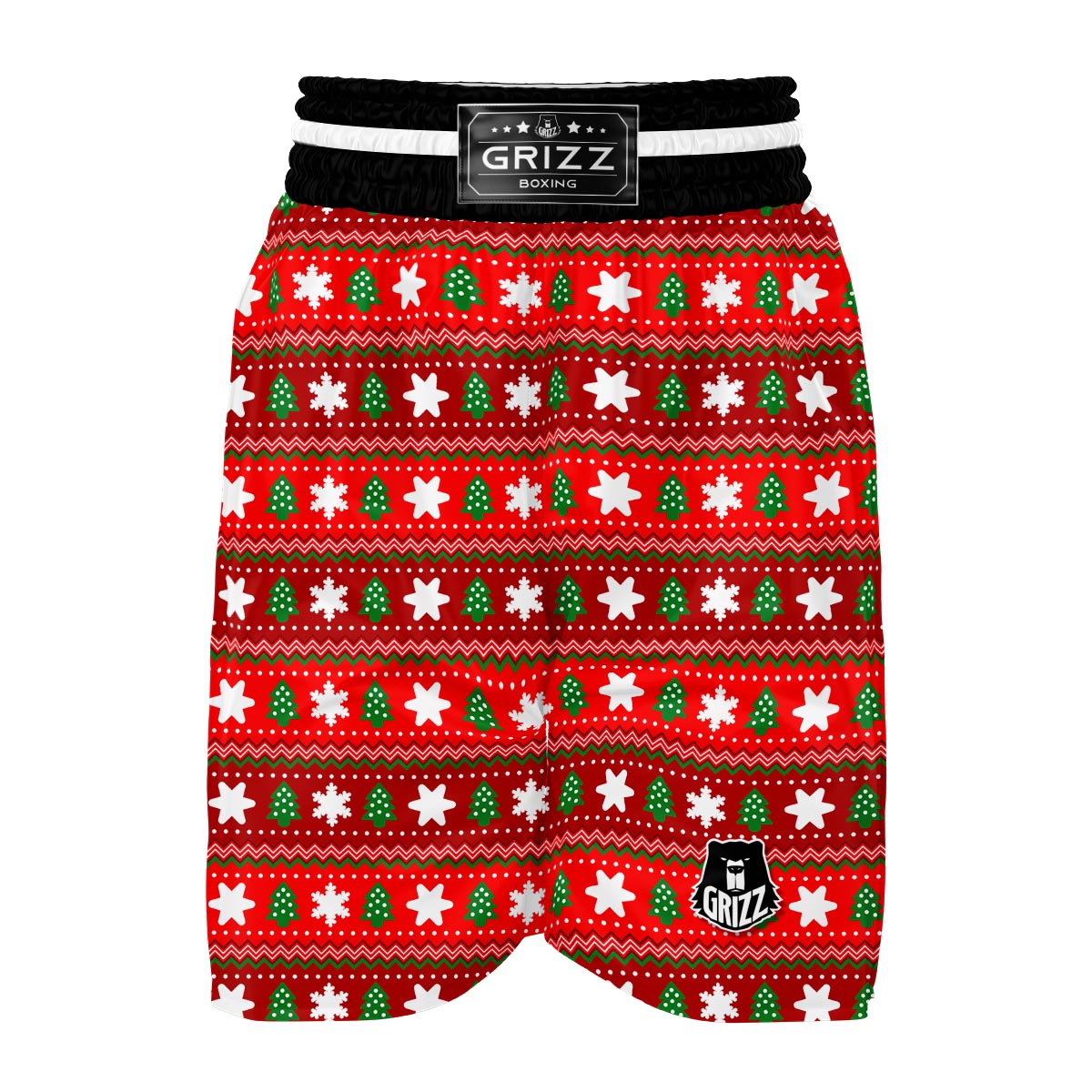 Christmas Pattern Print Boxing Shorts-grizzshop