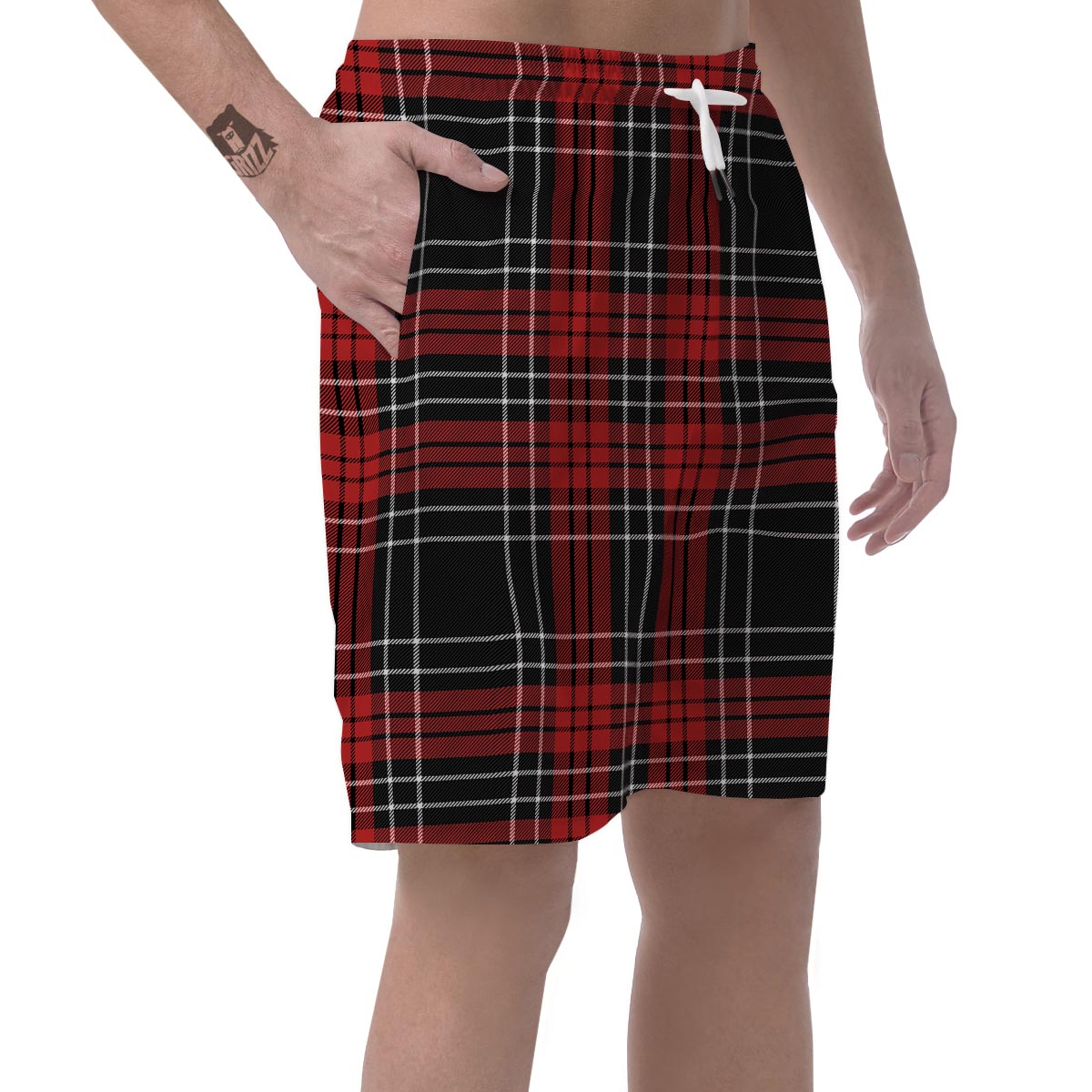 Christmas Red Plaid Scottish Men's Shorts-grizzshop