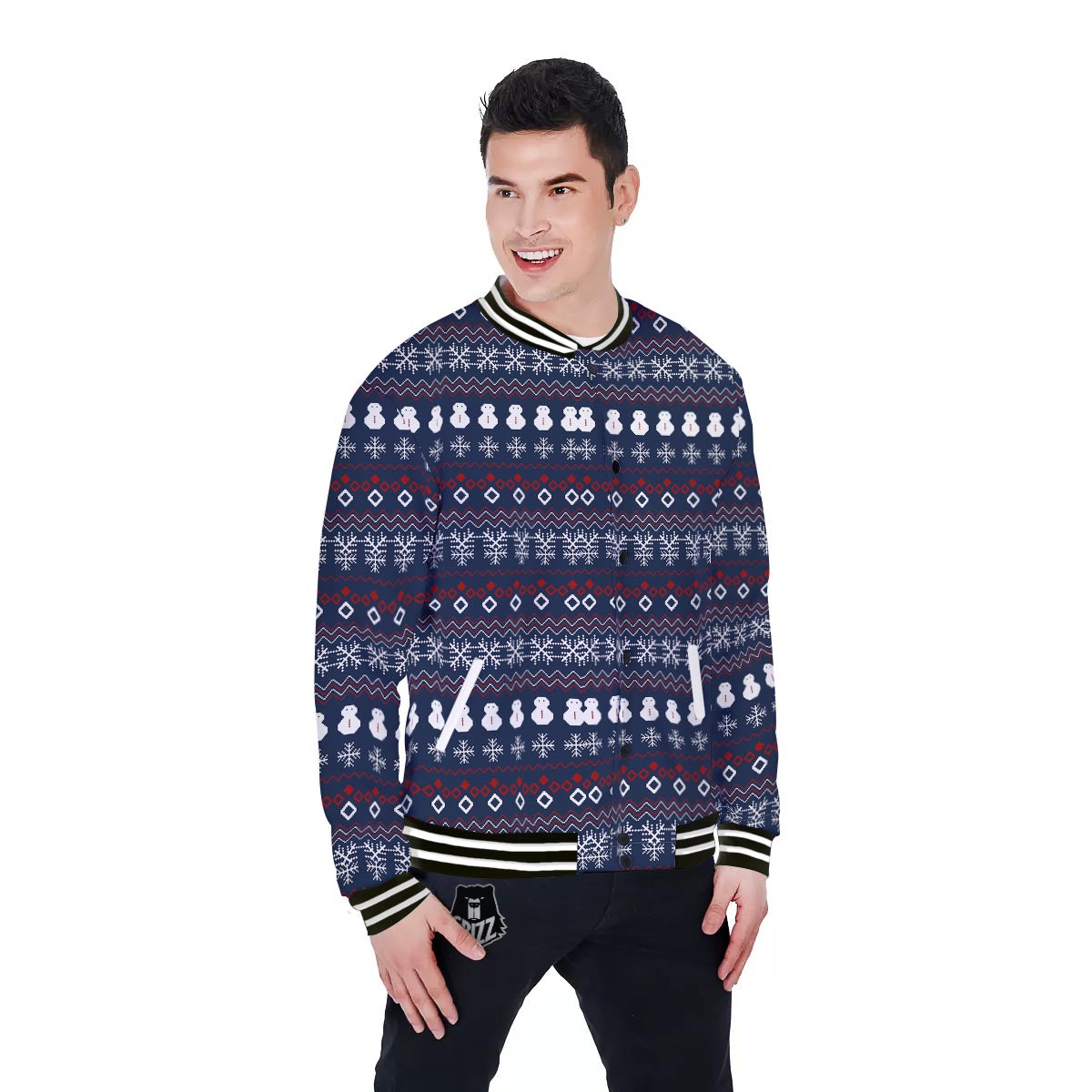 Christmas Scandinavian Print Pattern Baseball Jacket-grizzshop