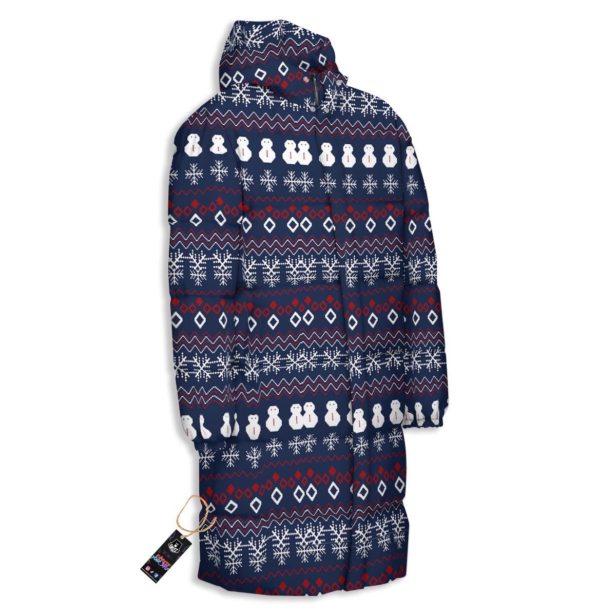 Christmas Scandinavian Print Pattern Long Down Jacket-grizzshop