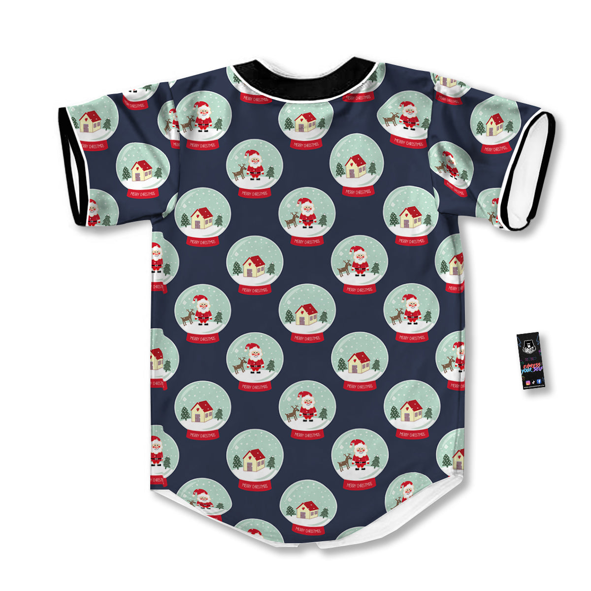 Christmas Snow Globe Print Pattern Baseball Jersey-grizzshop