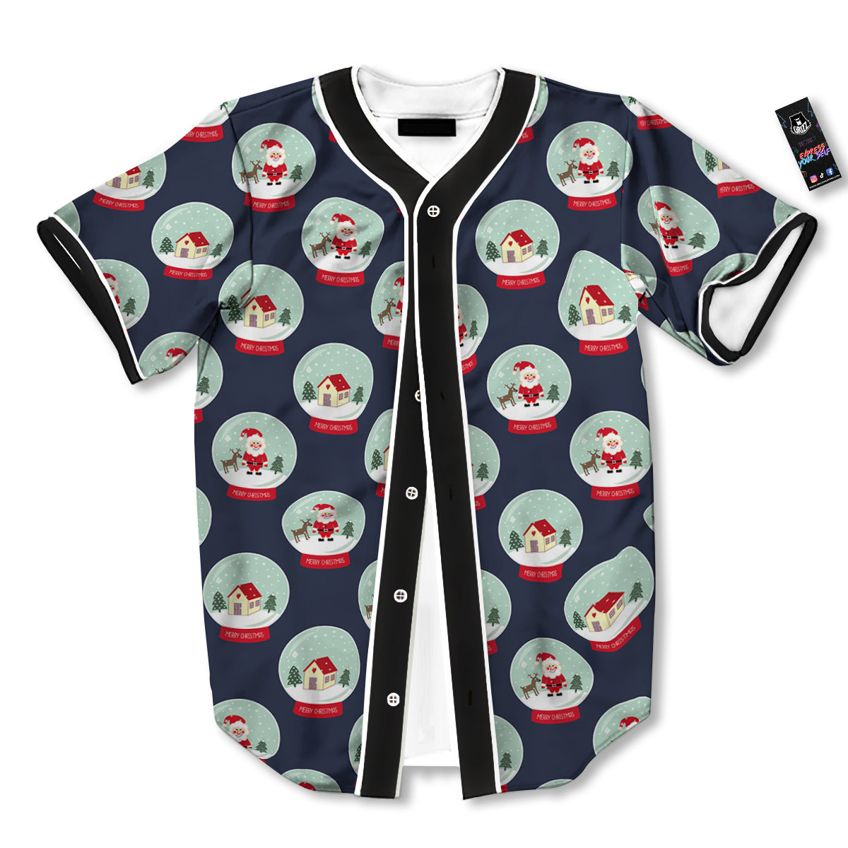 Christmas Snow Globe Print Pattern Baseball Jersey-grizzshop