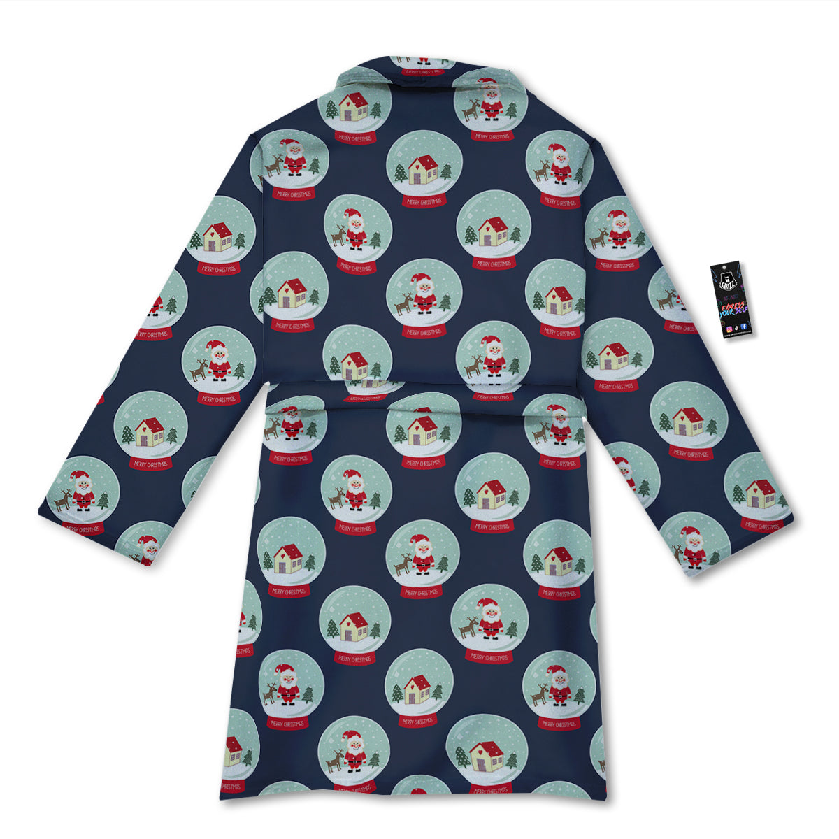 Christmas Snow Globe Print Pattern Bathrobe-grizzshop