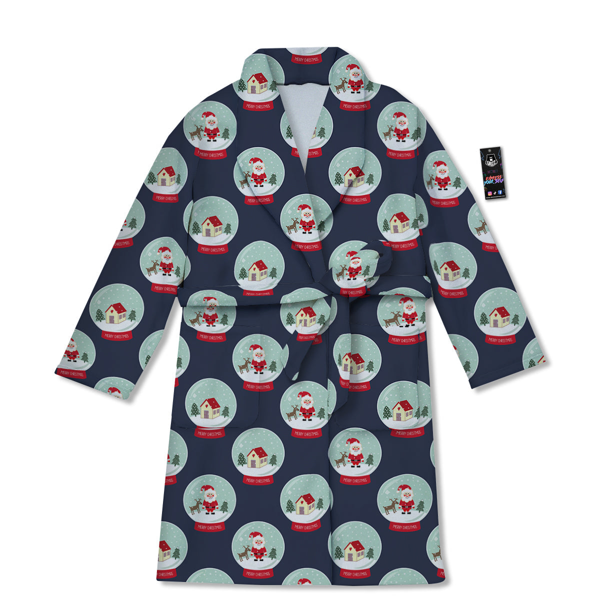 Christmas Snow Globe Print Pattern Bathrobe-grizzshop