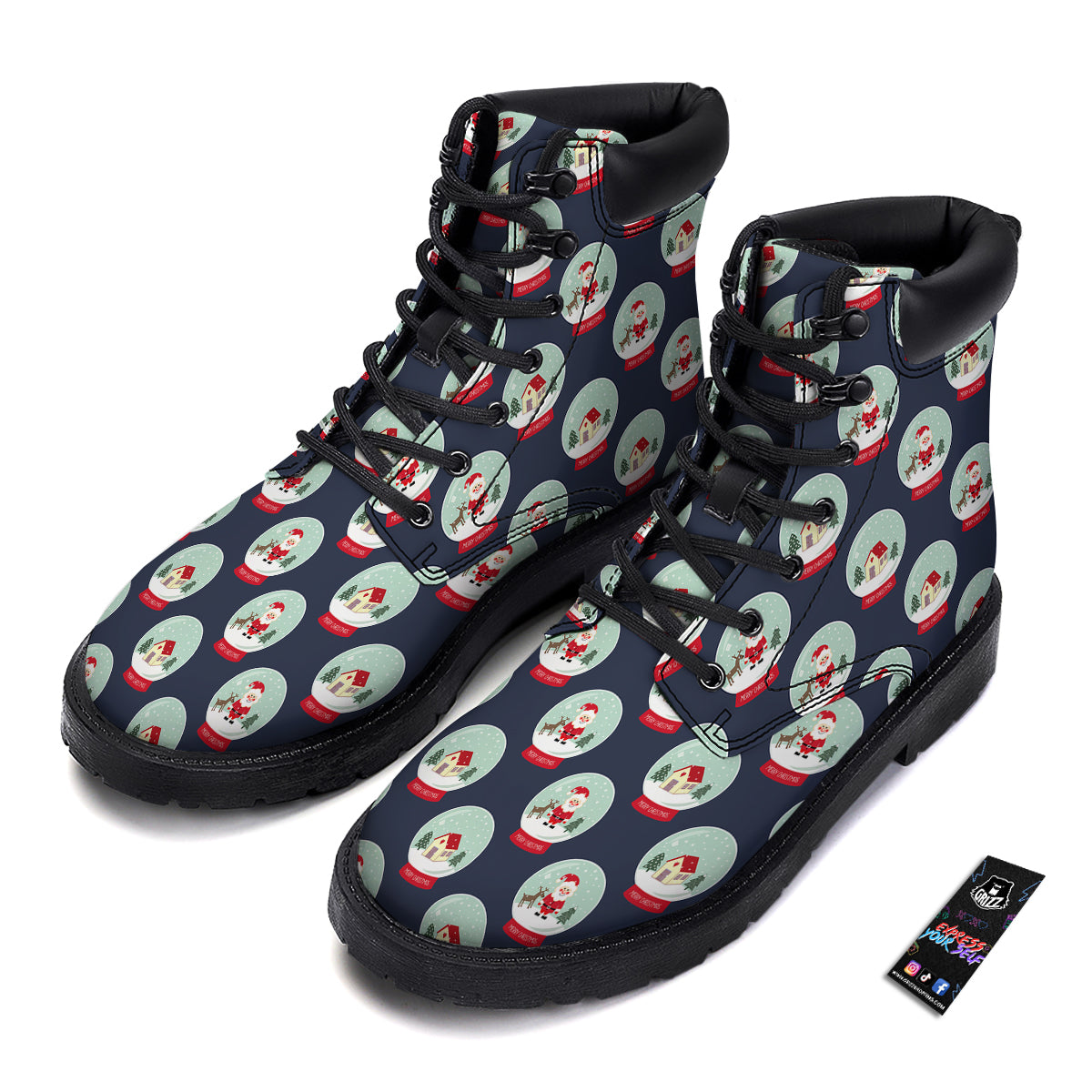 Christmas Snow Globe Print Pattern Boots-grizzshop