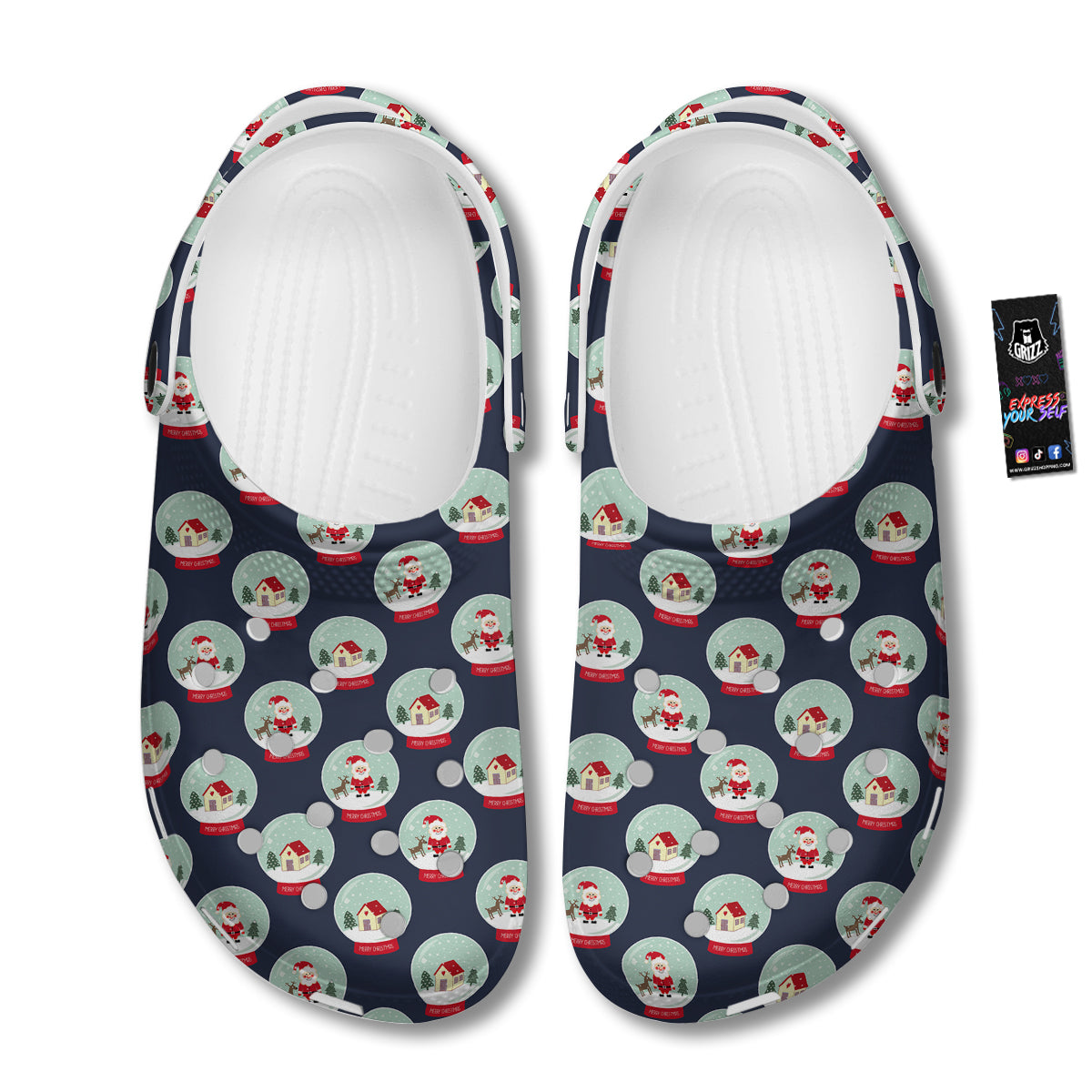 Christmas Snow Globe Print Pattern Clog-grizzshop