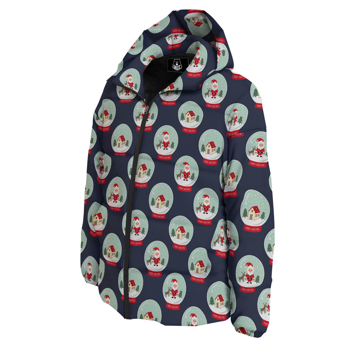 Christmas Snow Globe Print Pattern Down Jacket-grizzshop