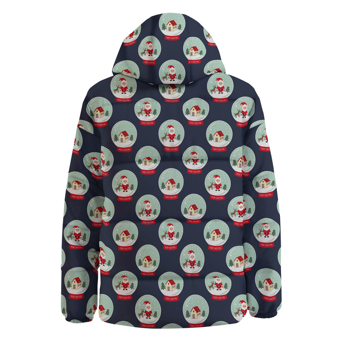 Christmas Snow Globe Print Pattern Down Jacket-grizzshop