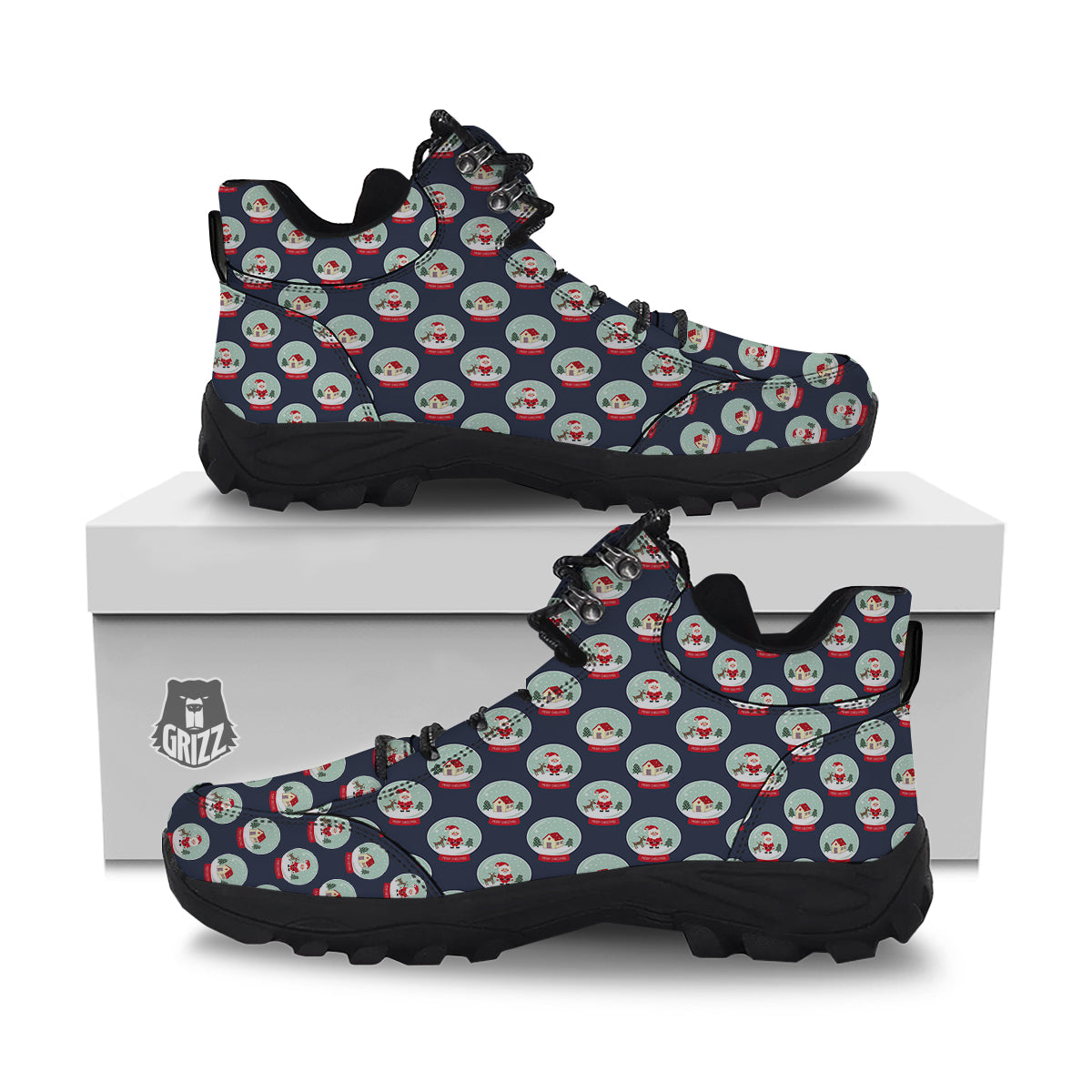 Christmas Snow Globe Print Pattern Hiking Shoes-grizzshop