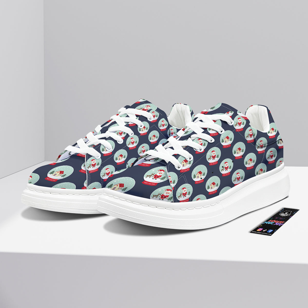Christmas Snow Globe Print Pattern Platform Shoes-grizzshop