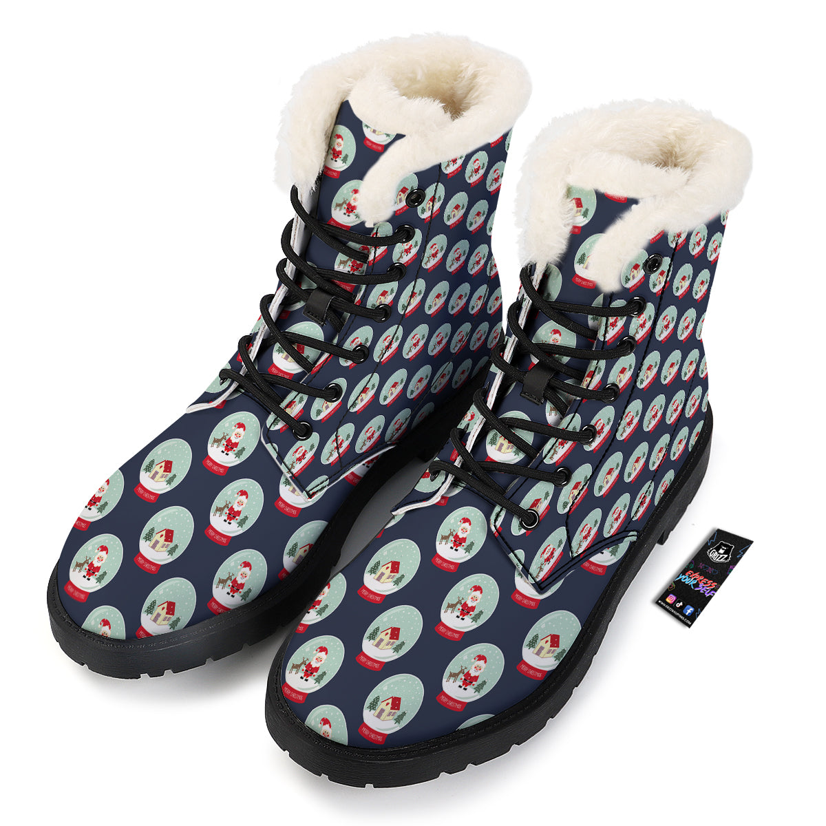 Christmas Snow Globe Print Pattern Winter Boots-grizzshop