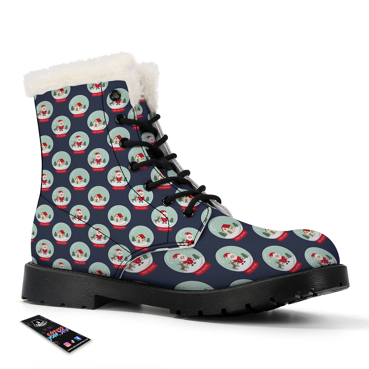 Christmas Snow Globe Print Pattern Winter Boots-grizzshop