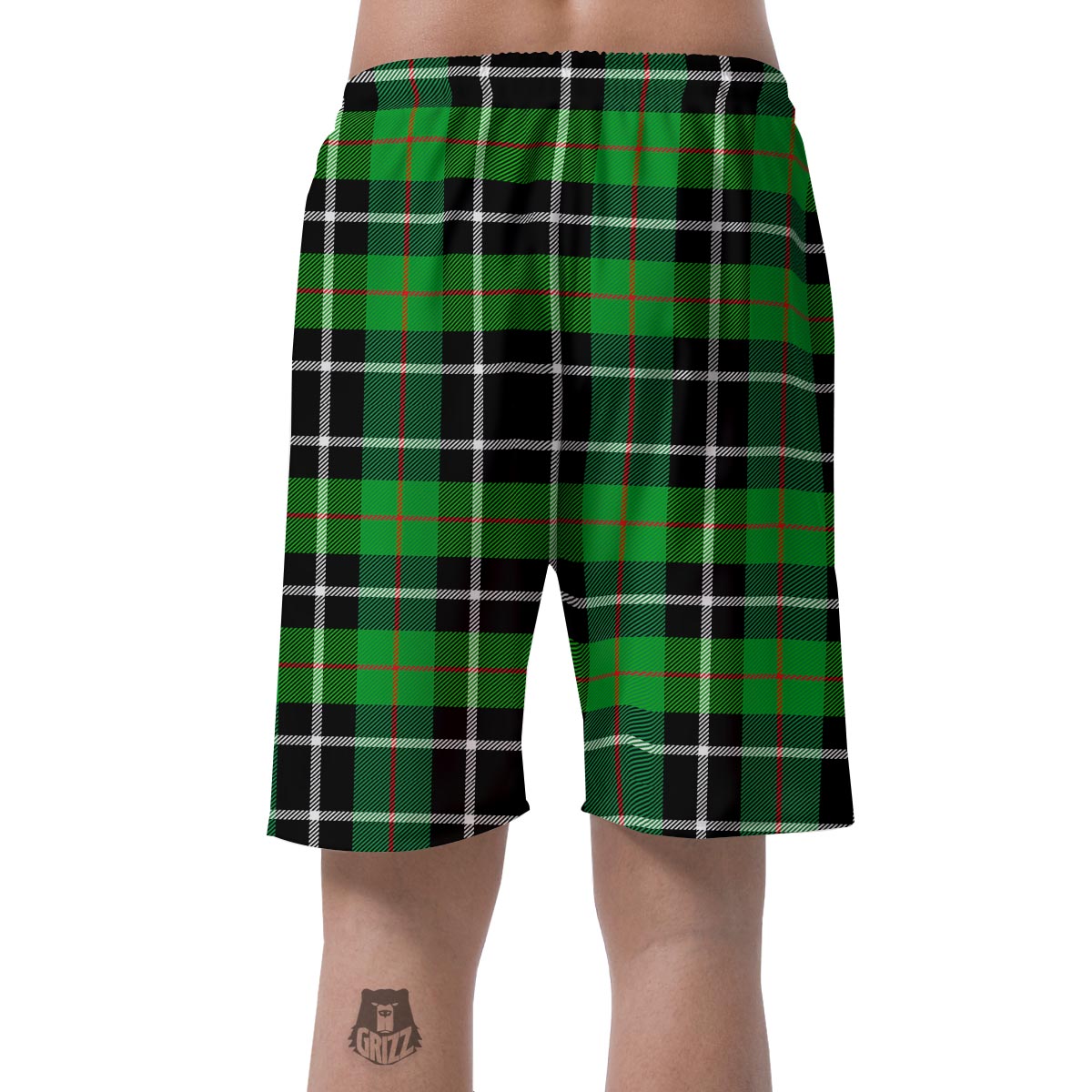 Christmas Tartan Green Plaid Scottish Men's Shorts-grizzshop