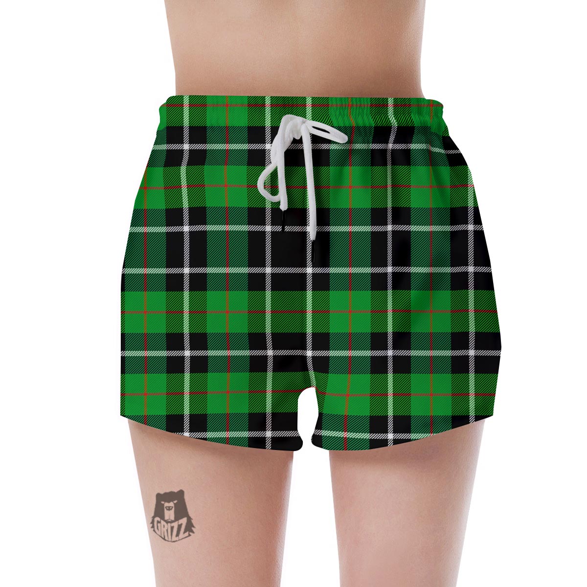Christmas Tartan Green Plaid Scottish Women's Shorts-grizzshop