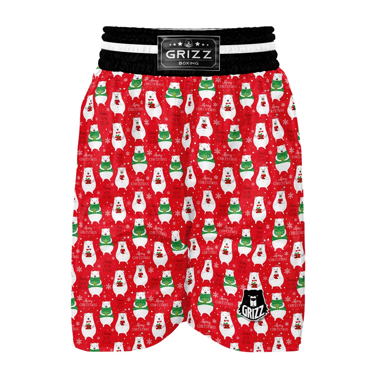 Christmas Teddy Bear Pattern Print Boxing Shorts-grizzshop