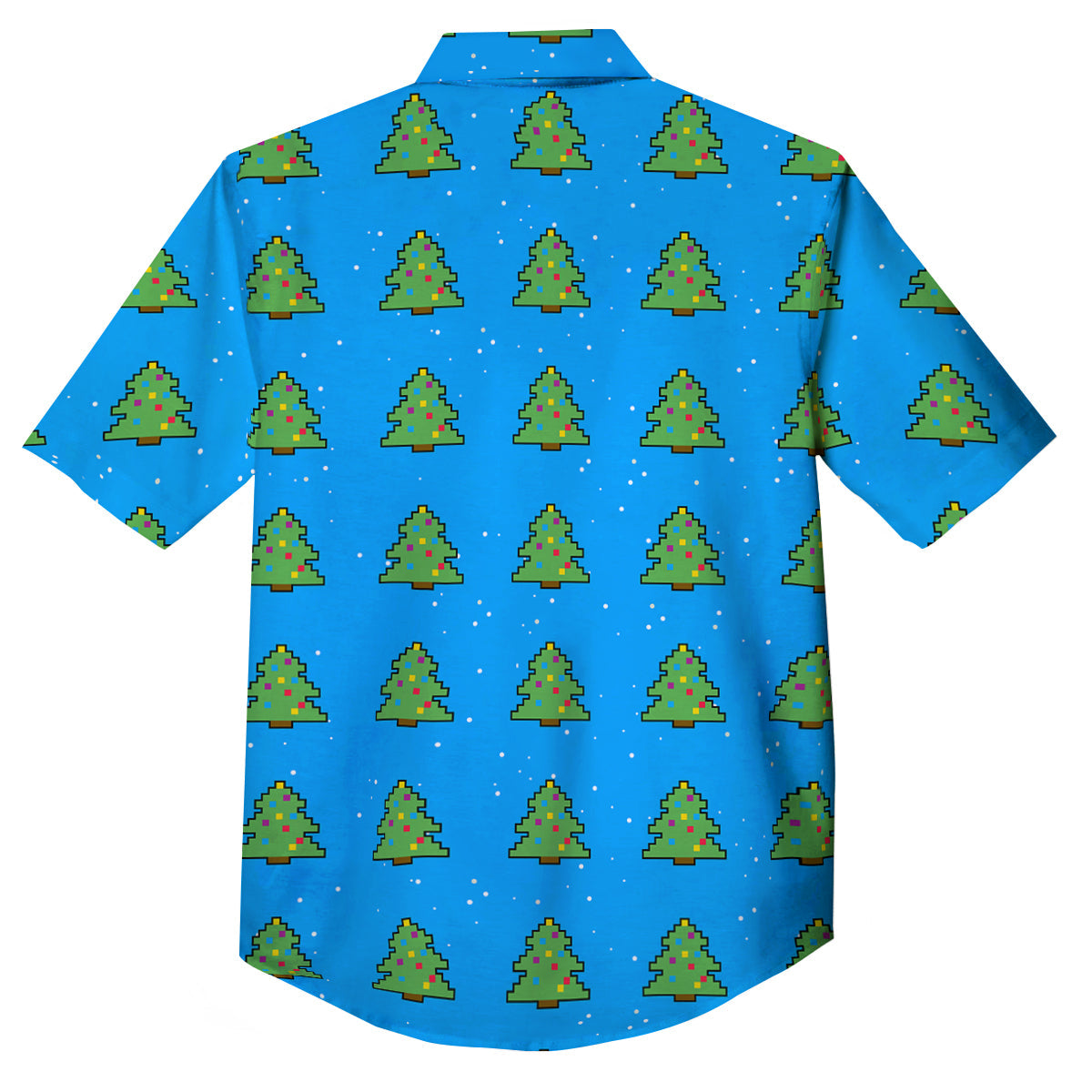Christmas Tree 8-Bit Pixel Print Pattern Button Up Shirt-grizzshop