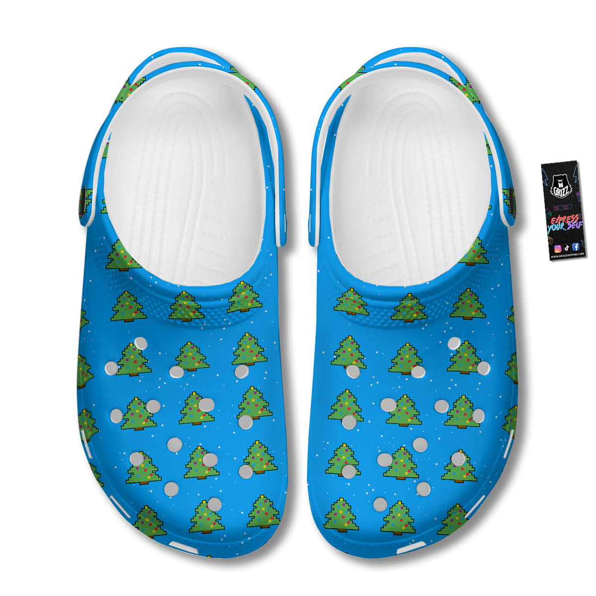Christmas Tree 8-Bit Pixel Print Pattern Clog-grizzshop
