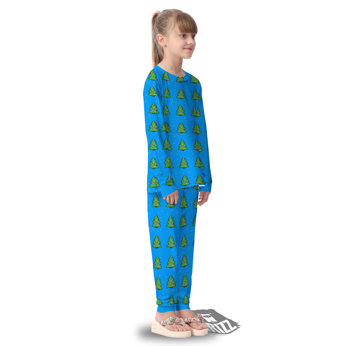 Christmas Tree 8-Bit Pixel Print Pattern Kid's Pajamas-grizzshop