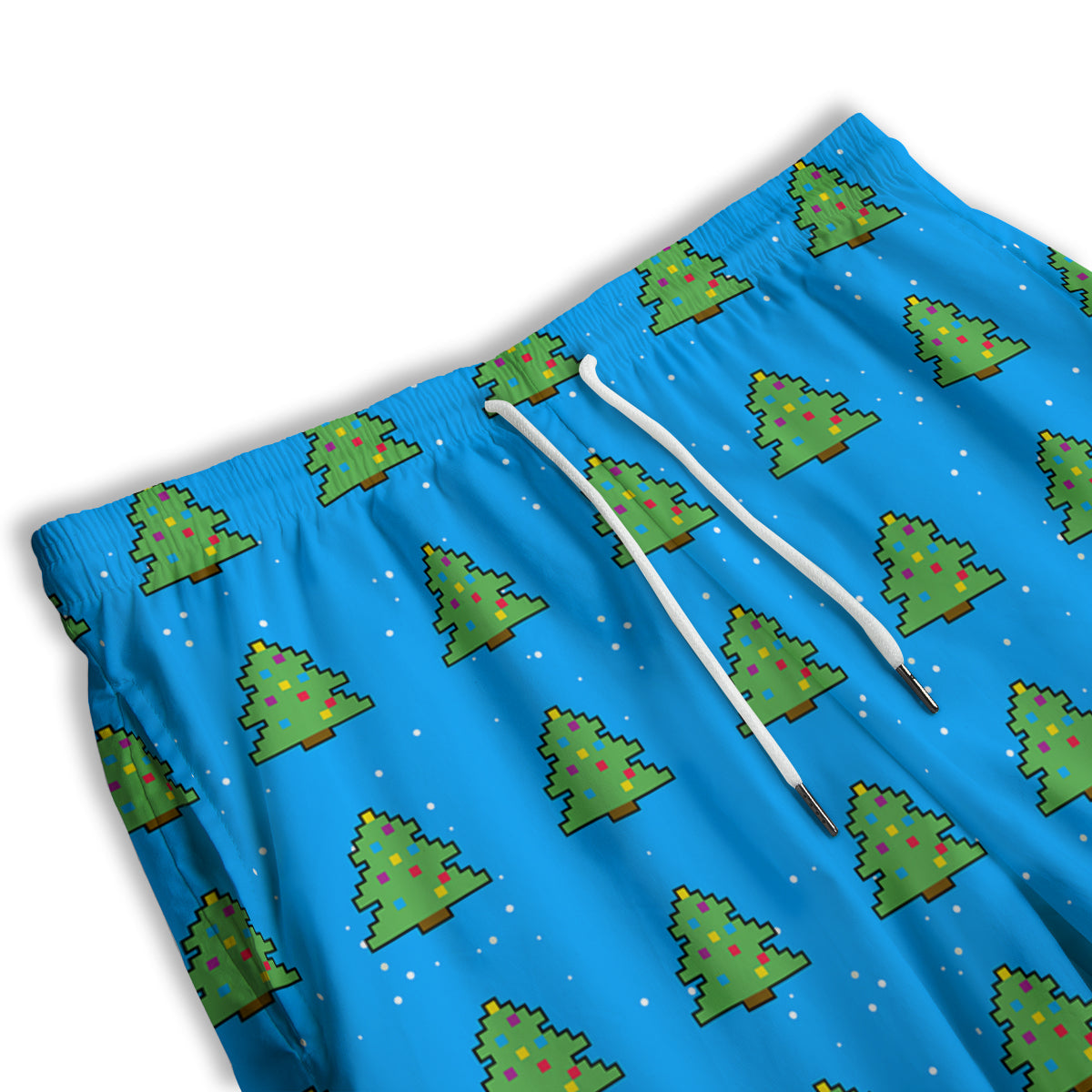 Christmas Tree 8-Bit Pixel Print Pattern Men's Athletic Shorts