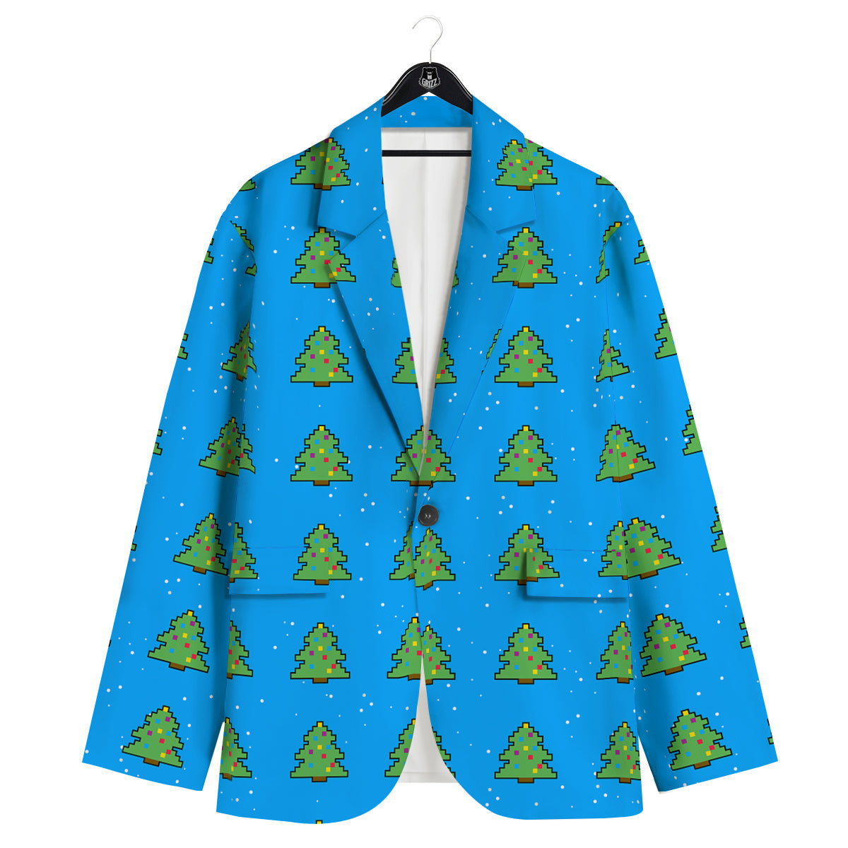 Christmas Tree 8-Bit Pixel Print Pattern Men's Sport Coat-grizzshop
