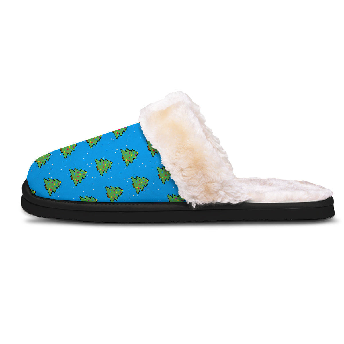 Christmas Tree 8-Bit Pixel Print Pattern Slippers-grizzshop