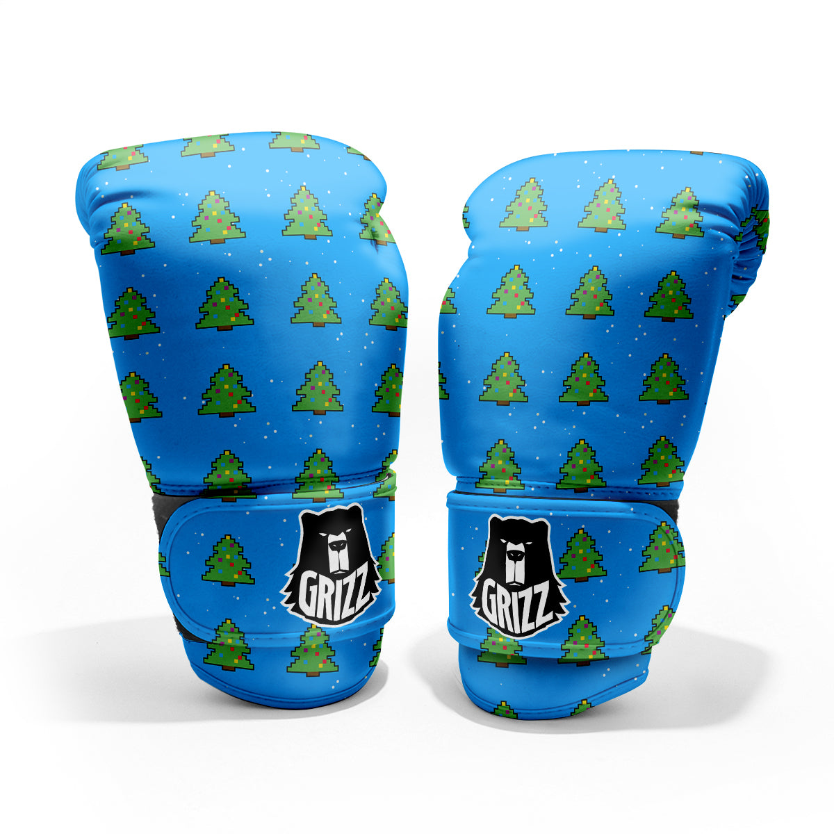 Christmas Tree 8-Bit Pixel Print Pattern Pro Boxing Glove