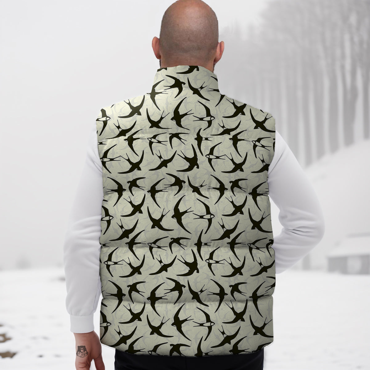 Christmas Tree Deer Pattern Print Down Vest